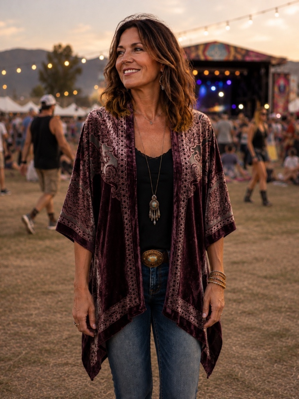 Chico’s Traveler Burnout Velvet Paisly Kimono